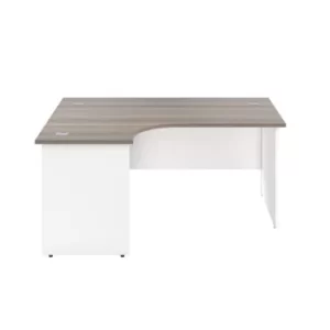 1600 X 1200 Panel Left Hand Radial Desk Grey Oak-White