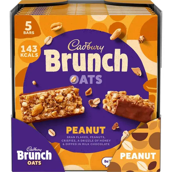 Cadbury Gifts Direct Cadbury Brunch Oats Peanut Bars Pack of 5 (Box of 8) 4273962O