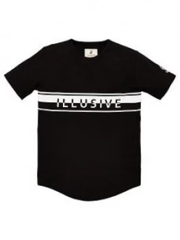 Illusive London Boys Block Logo Short Sleeve T-Shirt - Black, Size 9-10 Years