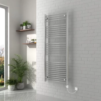 Vienna 1500 x 600mm Curved Chrome Electric Heated Thermostatic Towel Rail - please select - please select