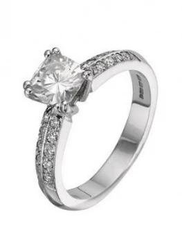 Moissanite 18 Carat 150pt White Gold Cushion Cut Engagement Ring, Size J, Women
