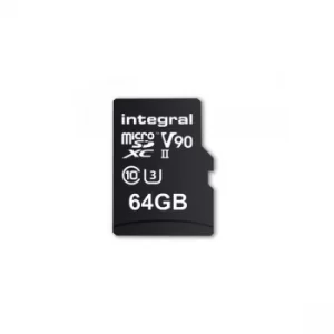 Integral 64GB Micro SD Card UHS II MicroSDXC Cl10 UHS 2 U3 V90 R-280 W-240 Mb/S