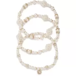 Ladies Marchesa Jewellery Base metal BR S/3 PEARL STRETCH-GOLD/PEARL