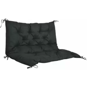 2 Seater Garden Bench Cushion Outdoor Seat Pad with Ties Black - Black - Outsunny