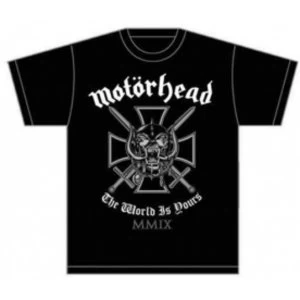 Motorhead Iron Cross (The World is Yours) Mens T Shirt: S