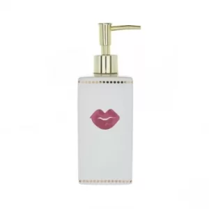 Lips Soap Dispenser with Gold Dots White 14cm