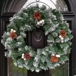 Premier Decorations Ltd - 40cm Snow Tips Christmas Door Wreath for Indoor / Outdoor