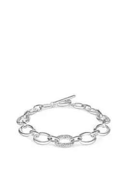 Mood Silver Crystal Fine Chain Bracelet, Silver, Women