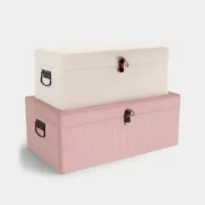 Cord & Faux Shearling Storage Trunks - Set of 2