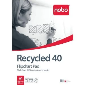 Nobo A1 Recycled Flipchart Pad Perforated 40 Sheets Pack of 5