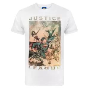 Justice League Mens Characters Action T-Shirt (L) (White)