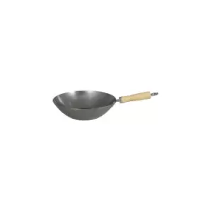 Dexam - 27cm Lacquer Finish Carbon Steel Wok With Wooden Handle