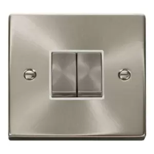 Click Deco 10 AX 2 Way Plate Switch Satin Chrome White VPSC412WH