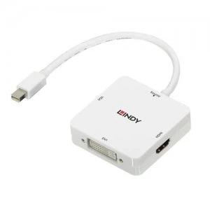 Lindy 38297 video cable adapter 0.15 m Mini DisplayPort DVI-D + VGA (D-Sub) + HDMI White