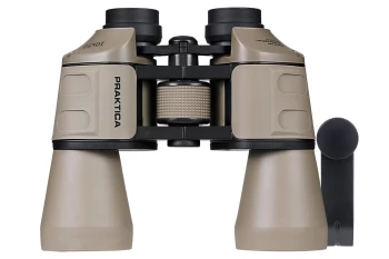 PRAKTICA Falcon 10x50mm Field Binoculars Sand + Universal Tripod Mount Adapter
