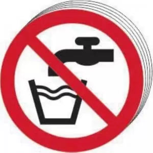 &lsquo;Not Drinking Water Symbol&rsquo; Sign; Self-Adhesive