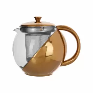 Premier Housewares Gold Finish Glass Teapot with Infuser