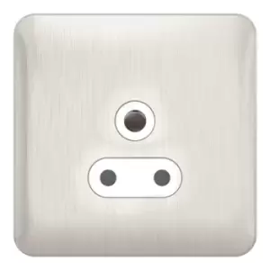 Schneider Electric Lisse Screwless Deco - Unswitched Single Power Socket, Single Pole, Round Pin, 5A, GGBL3080WSS, Stainless Steel with White Insert,