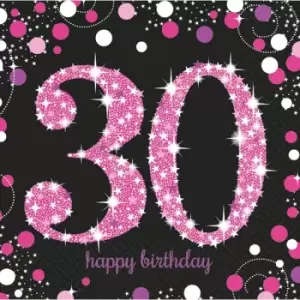30th Birthday Glitter Napkins (Pack Of 16)
