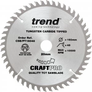 Trend CRAFTPRO Panel Trimming Plunge Saw Blade 160mm 48T 20mm