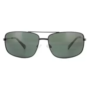 Rectangle Matte Black Green Polarized Sunglasses