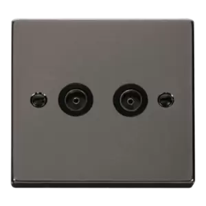Click Scolmore Deco 2 Gang Non-Isolated Co-Axial Socket - VPBN066BK