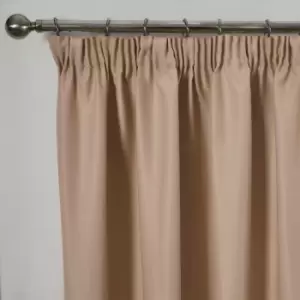 Dreamscene Pair Of Pencil Pleat Blackout Curtains Thermal Ready Made Pencil Pleat - Beige 46" X 54"