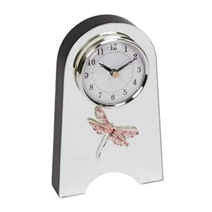 Sophia Pink Crystal Dragonfly Glass Mantel Clock