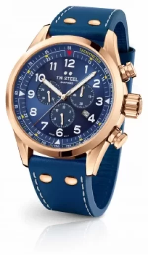 TW Steel Swiss Volante Gold PVD Plated Case Blue Dial SVS204 Watch