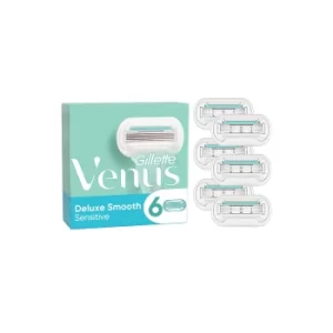 Gillette Pack of 6 Venus Deluxe Smooth Sensitive Razor Blades
