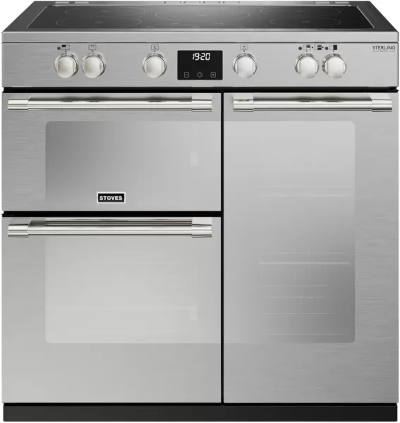 Stoves Sterling Deluxe ST DX STER D900Ei TCH SS 90cm Electric Range Cooker with Induction Hob - Stainless Steel - A/A/A Rated
