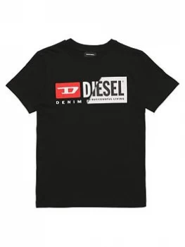 Diesel Boys Cut Logo T-Shirt - Black, Size 14 Years