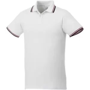 Elevate Mens Fairfield Polo With Tipping (XS) (White/Navy/Red)