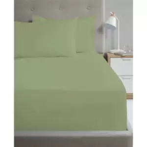 Direct 180 Thread Count Percale Deep Fitted Sheet Soft Bedding Soft Green Double - Green - Homespace