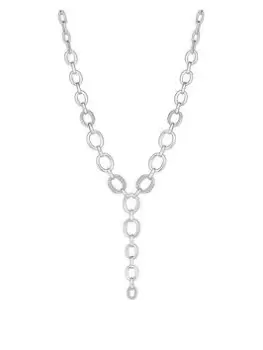 Mood Silver Crystal Fine Chain Y Drop Necklace