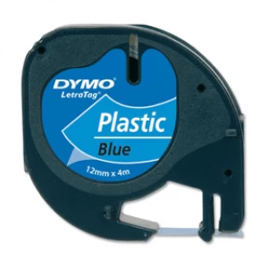 Dymo 91205 Black on Blue Label Plastic Tape 12mm x 4m
