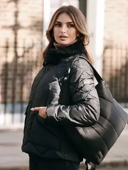 Barbour International Norton Quilted Coat - Black, Size 10, Women