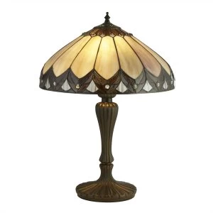 2 Light Tiffany Table Lamp Antique Bronze, Black, Brown, Purple, E27