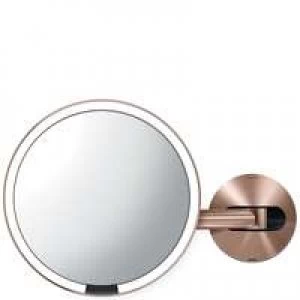 simplehuman Sensor Mirrors 5 x Magnification Wall Mounted 20cm Sensor Mirror: Round, Rose Gold Stainless Steel, Rechargeable