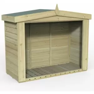 Wooden Overlap Apex Logstore 2m x 0.8m - Natural Timber