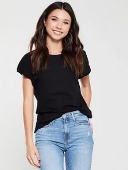 WHISTLES Minimal Cap Sleeve T-Shirt - Black, Size XS, Women
