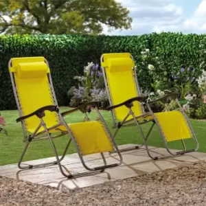 Garden Gear Zero Gravity Recliner Chair 2 Pack - Yellow