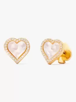 Kate Spade Take Heart Stud Earrings, Clear/Gold, One Size