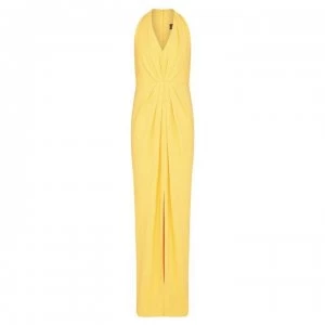 Adrianna Papell Pleated Crepe Gown - Canary Yellow