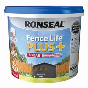 Ronseal Fence life plus Charcoal grey Matt Fence & shed Wood treatment 9L