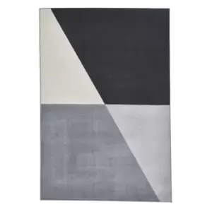 Modern Geometric Rug - Grey/Black