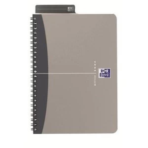 Oxford Office A4 Notebook Metallic Polypropylene Cover Wirebound 180 Pages 90gsm Grey Pack of 5