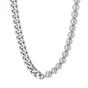 Grey Shell Pearl Curb Chain Necklace N4562