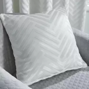 By Caprice Home Faye Art Deco Tufted Chevron Filled Cushion, Ivory, 43 x 43 Cm
