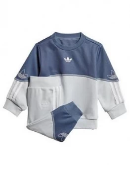 Boys, adidas Originals Infant Tracksuit Set - Grey Blue, Size 9-12 Months